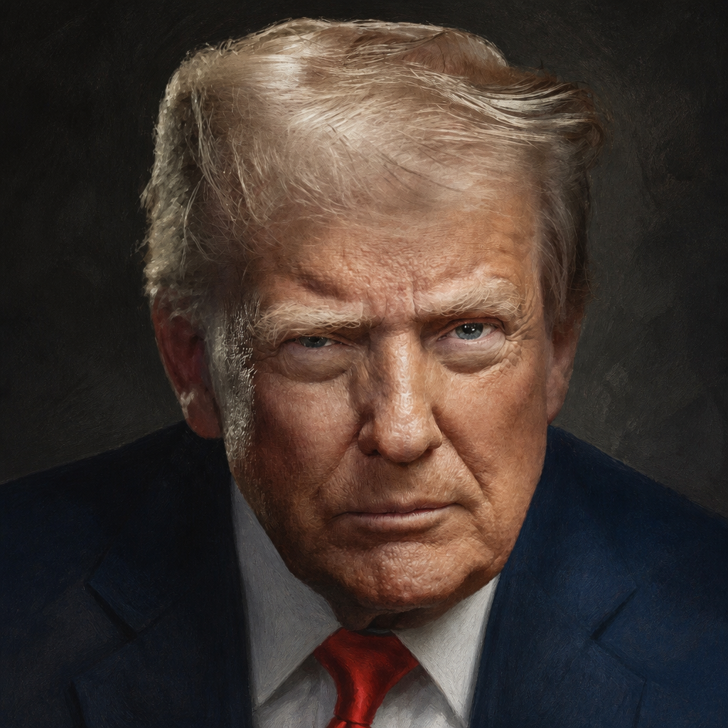 Rendered likeness of Donald Trump